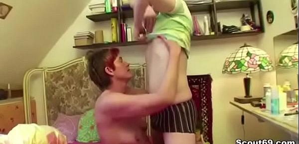  Mother Seduce Petite Step-Son to Fuck her to feel good